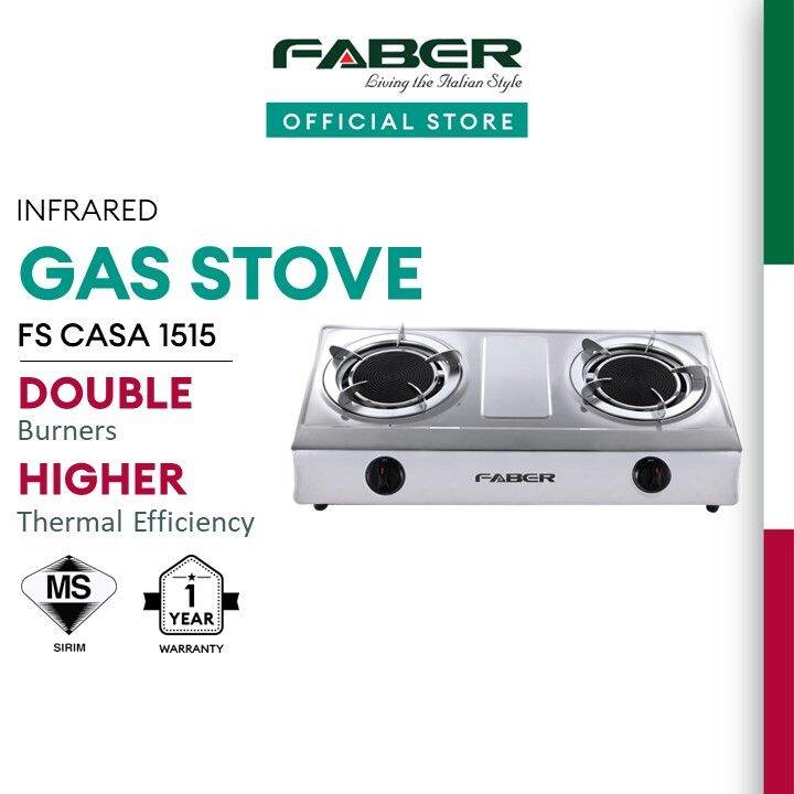 FABER Infrared Stainless Steel Double 2 Burners Table Top Gas Stove
