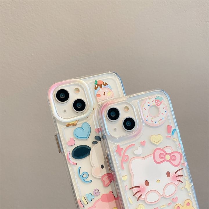 sanrio-cartoon-doodle-hello-kitty-pochacco-13mini-14plus-ซองใส่ซิลิโคนแบบเต็มรูปแบบสำหรับ-iphone12