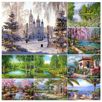 [PL] DIY Landscape Woods 5D ภาพวาดเพชรเต็มรูปแบบเหมาะสำหรับเด็กและผู้ใหญ่สำหรับ Decoration30x40cm ผนังห้องนอน