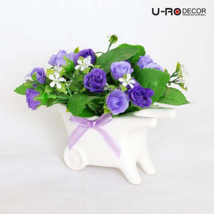 u-ro-decor-รุ่น-กุหลาบช่อในกระถางเซรามิคคละสี-rose-bouquet-ยูโรเดคคอร์-กระถาง-แต่งบ้าน-ใส่ของ-ดอกไม้-ประดิษฐ์-flower-ช่อดอกไม้