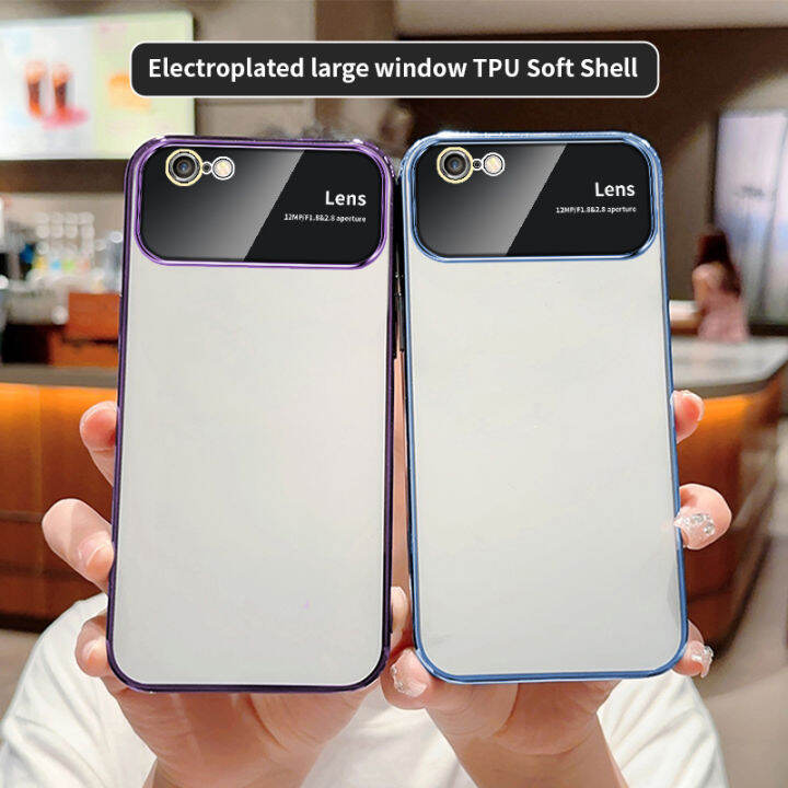 เคสโทรศัพท์สี่เหลี่ยมขอบตรงสำหรับ-iphone-6-6s-6-plus-7-8-plus-8-plus-เคสอิเล็กโทรเพลทใสเคสหลากสีเคส-tpu-นิ่มกันกระแทก