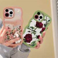 เคสของ KaiAo เคส Hp A17 A78 OPPO A57 A3S A15 A16 A16K A54 A12 A5S A7 A93 A11k A9 5F A36 F9 A37มีภาพประกอบสีแดงดอกกุหลาบดอกกุหลาบดอกกุหลาบดอกกุหลาบเป็นรูปดอกไม้ในเวลากลางคืนเคสนิ่มลายกระต่าย