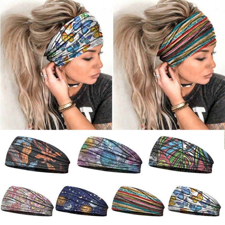 Yoga Turban Knot Headwrap Sports Elastic Yoga Hairband Fashion Cotton  Fabric Wide Headband For Women Hair Accessoires