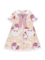 Sweet Girl Lolita Duck Picnic Carton Printing Kawaii Summer Womens Dress 2021 Lolita Daily Dresses Party Costumes Clothes