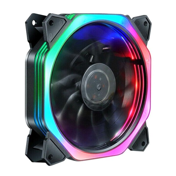 Cpu พัดลม RGB 120มม.พัดลมคอมพิวเตอร์พัดลม RGB ปรับพัดลม LED เงียบคอมพิวเตอร์ระยะไกลเครื่องทำความเย็น RGB พัดลม