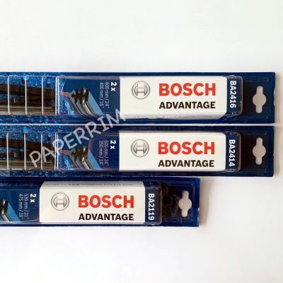 แพ็คคู่ - ใบปัดน้ำฝน BOSCH ของแท้ - ขนาด 18+18/ 19+21/ 14+24/ 16+24 นิ้ว - รุ่น Advantage บรรจุ 2 ชิ้น/แพ็ค บริการเก็บเงินปลายทาง