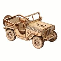 DIY Off-road Car Wood Puzzle Toys Child Classic Jeep Building Block Scale Models Construction for Adults 3d Ww2 Military Vehicle Building Sets