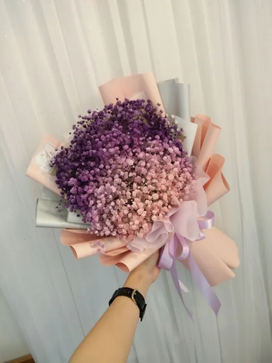 M Size Colour Baby Breath Dried Flower Bouquet Celebration Gifts 干花彩色满天星花束 Lazada