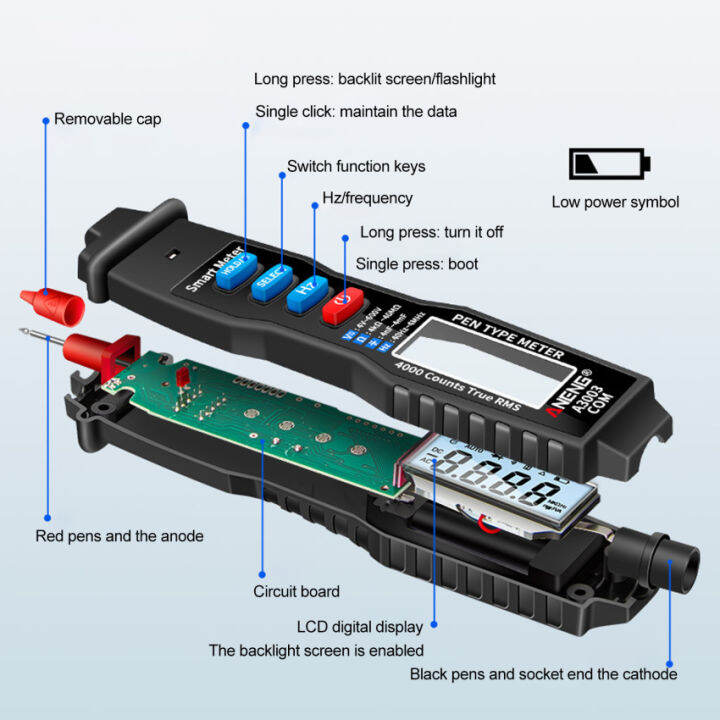 a3003ดิจิตอลสากล-panee-เครื่องมือนับ4000และไม่สัมผัส-ac-dc-แรงดันไฟฟ้าตัวเก็บประจุ-teste