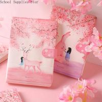 Hand Ledger Sakura Cat Coloring Page Hand Ledger Checkered Girl Heart Cute Diary Notebook Student Stationery Loose-leaf
