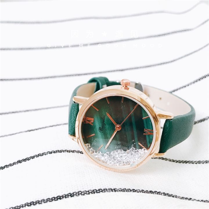 hot-sale-peacock-green-retro-disc-niche-womens-watch-student-college-simple-literary-ins-female-series