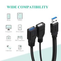 ✢ USB 3.0 Splitter Cable USB 3.0 Male to Dual USB A Female Jack Y Hub USB Splitter Charger Data Transfer Extension Cable