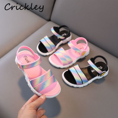 Gradient Bling Children Summer Shoes Fashion PVC Non Slip Girls Sandals Princess Hook Loop Breathable Footwear Kids Sandal