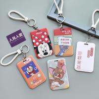 YINGYONGER เคสใส่บัตรเครดิตทอมและเจอร์รี่,ที่คลุมเก็บรักษาของการ์ดรูปหมีน่ารักสำหรับผู้หญิงที่ใส่บัตรสไตล์เกาหลีใส่บัตรเข้าใส่บัตรการ์ตูน