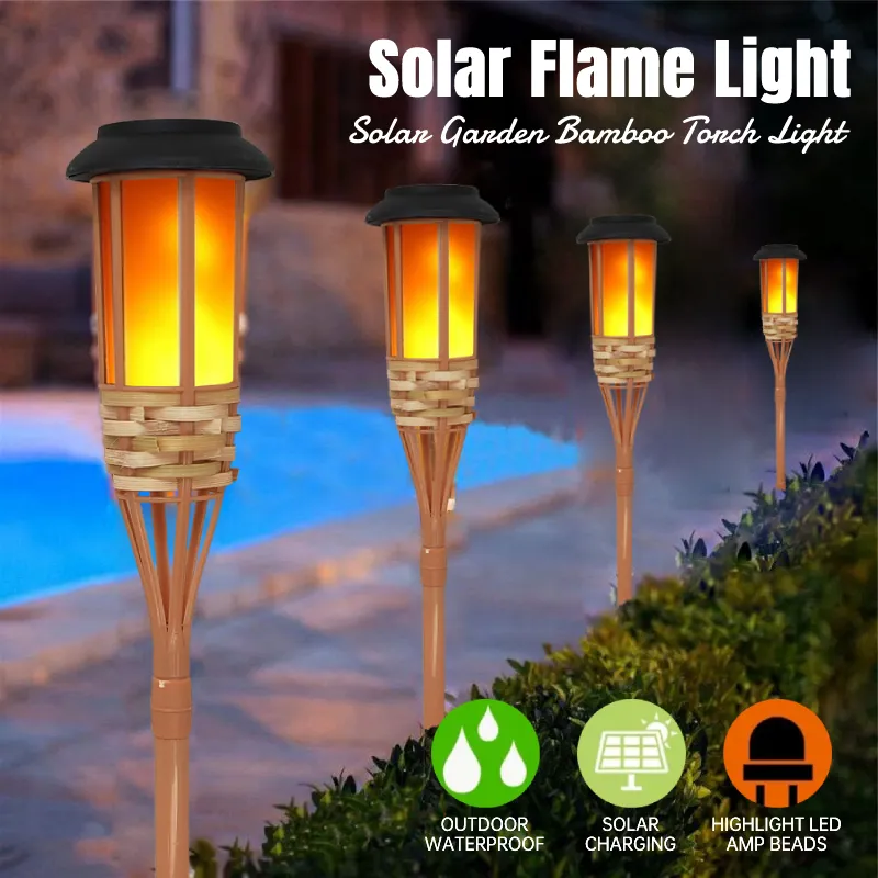 Bathtool Led Bamboo Solar Garden Lights Outdoor Waterproof Automatic Sensor Torch  Flame Lawn Lamp Spotlight for Fence House Pathway Decoration Christmas Lamp  Automatic On/Off Torch Light for Fence House Pathway Lazada