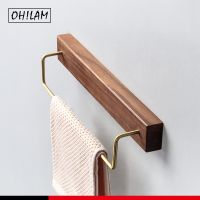 Solid Wood Towel Rack Bathroom Kitchen Organizer Shelf Wooden Towel Bar Adhesive/Screw Mounted Towel Holder