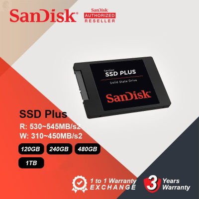 ลด 50% (พร้อมส่ง)ฮาร์ดดิสก์ Sandisk SSD PLUS 120GB/240GB/480GB/1TB Internal Solid State Disk Hard Drive SATA3 2.5 for Laptop Desktop PC(ขายดี)