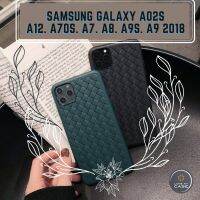 [Great. Cell phone case]  Samsung Galaxy A02s/A12/A70s/A7/A8/A9s/A9หนังคาร์บอน2018ฝาครอบเคสโทรศัพท์กริดทอ TPU