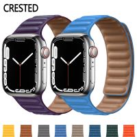 Tali jam kulit untuk Apple watch gelang 44mm 40mm 41mm 45mm 42mm 38mm 49mm gelang Loop magnetik seri 3 6 SE 7 Ultra 8