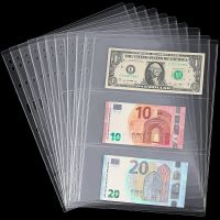 10PCS Loose Leaf Sheet 3-Slot Transparent Banknotes Holder Portable Paper Money Protective Bag Paper Money Collection Album