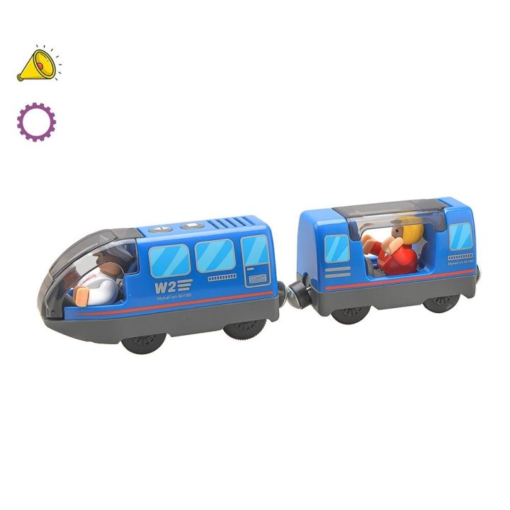รถไฟชุดรางรถไฟของเล่นของเล่นเด็กแบบสนุกไม้แม่เหล็กใช้ร่วมกับแบตเตอรี่ของ-brio-ได้