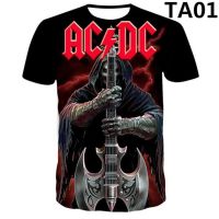 2023 Customized Fashion Ready Stock  New 3d printing rock top summer AC/DC brand mens  T-shirt casual 3D short s，Contact the seller for personalized customization