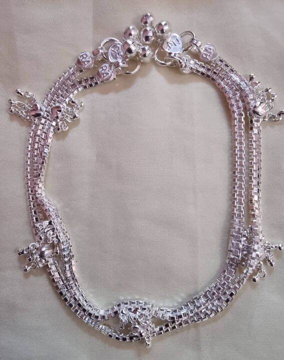 Original Pure Silver Anklet for Women ( Velli Kolusu ) Length 11 inches