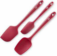 di Oro Living Di Oro Seamless Series 3-Piece Silicone Spatula Set - 600°F Heat Resistant Non Stick Rubber Kitchen Spatulas for Cooking, Baking, and Mixing - LFGB Certified and BPA Free Pro-Grade Silicone (Red)