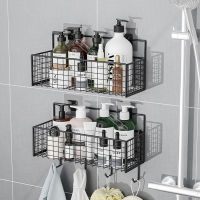 High Quality Wall-Mounted Bathroom Shelf Shower Shampoo Rack Toilet Accessories Kitchen Free Punch Condiment Storage Basket