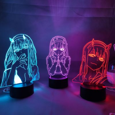 Zero Two 02 Anime Figure 3D Lamp LED Night Lights Cool Lovely Gift For Friend Bedroom Table Decor Darling In The Franxx Zero Two Night Lights