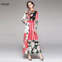 Bohemian Gorgeous Flower Dress Womens Cascading Flounced Edge Long Lantern Sleeve Belted Floral Print Beach Robe Vestidos