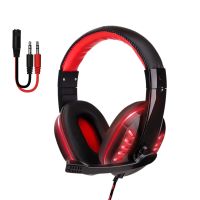 Gaming Headphone with LED Light 3 5mm USB Connector Computer Game Console Wired Control Headset Earphone Black Red