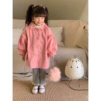 2023 Spring and Autumn new childrens clothing Korean style girls doll collar windbreaker side profile coat childrens mid-length windbreaker JMU8TH