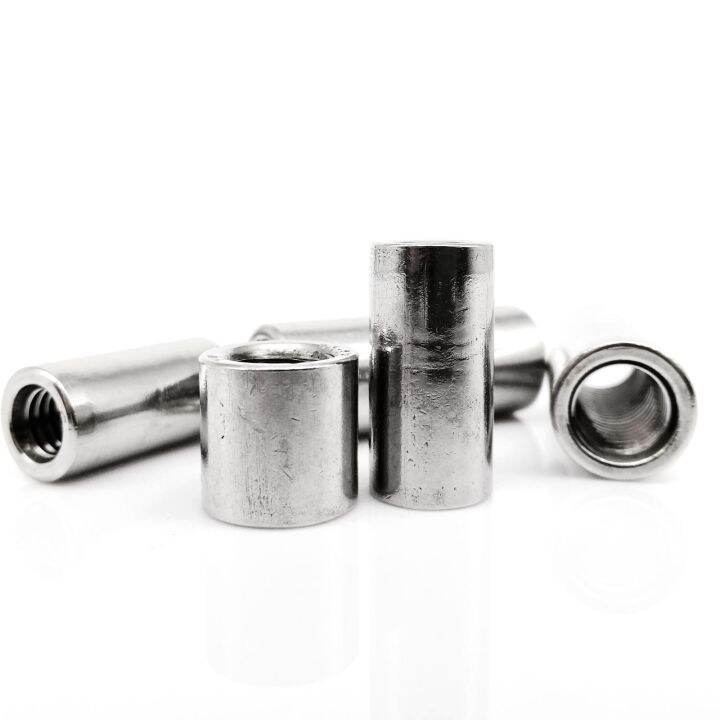 1-2-5-10pcs-m3-m4-m5-m6-m8-m10-m12-a2-304-stainless-steel-extend-long-lengthen-round-coupling-connector-joint-sleeve-nut-nails-screws-fasteners