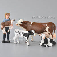 ABuild ฟาร์มของคุณเองรุ่น Cattle ของเล่น Farmer กับ Cow &amp; Calf 4 Pcs Miniature Figures M