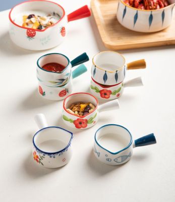 Multifunctional Mini Ceramic Milk Cup Creamer Jug Seasoning Dish Small Ceramic Coffee Milk Pitcher Vinegar Sauce Cup With Handle