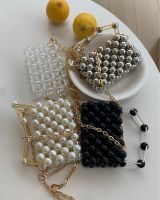 Beaded Y2k Mini Chain Acrylic Weave Crossbody Bags for Women 2023 Luxury Korean Fashion Phone Handbags and Purses