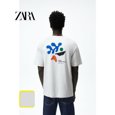 เสื้อยืดพิมพ์ลาย ZARA สำหรับผู้ชายและผู้หญิง8696709 803