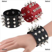 COD DSFDSFEEEE Awheat Three Row Spikes Rivet Stud Wide Cuff PU Leather Punk Gothic Rock Bracelet Gift