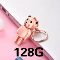 USB ความเร็วสูงแฟลชไดร์ฟ128G นักดนตรีหมีโลหะลูกหมูคอมพิวเตอร์แบบพกพาแฟลชไดร์ฟรถน่ารักการ์ตูนใช้งานได้สองแบบแฟลชไดร์ฟ USB