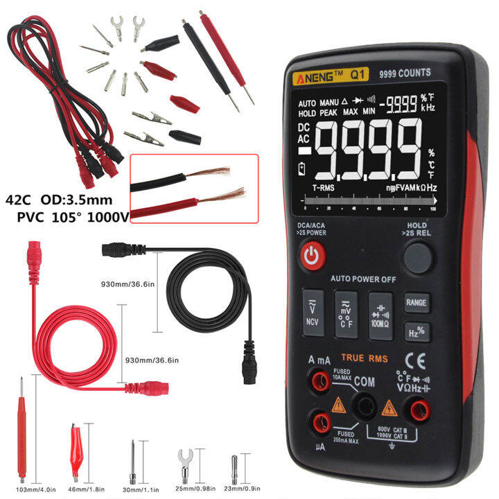 aneng-9999-counts-true-rms-digital-multimeter-voltmeter-ammeter-high-accuracy-measure-ac-dc-voltage-ac-dc-current-resistance-capacitance-frequency-duty-cycle-temperature-diode-tester