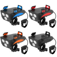 4 in 1 MTB Bicycle T6 LED 400LM 2000mAh4000mAh Headlight with Phone Holder Horn 5 Sound Modes Mountain Bike Light