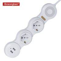 【HOT SALE】 CRAZY DEAL mall Bcsongben Eu Plug Power To 2 With 2 USB Charging Port Outlets USB Wall Extension Socket ซ็อกเก็ตมัลติฟังก์ชั่นหลากหลาย