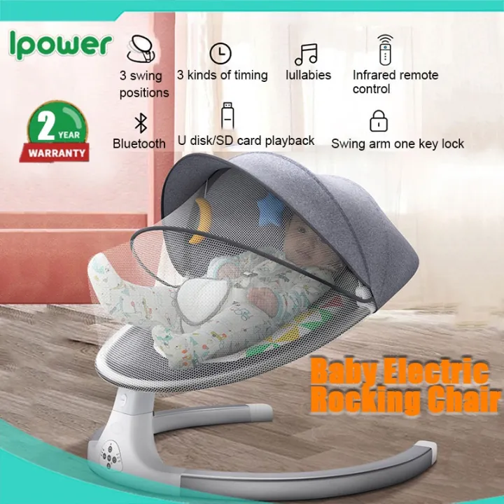 【Quick Send】Ipower Baby Smart Electric Chair Baby Cradle Crib Rocking ...