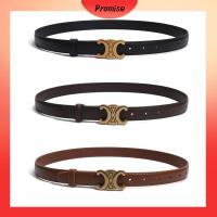 PROMISE หนังเทียมนุ่ม เข็มขัดหนังสตรี หัวเข็มขัดสีทอง บางและบาง เข็มขัดรัดเอว วินเทจ การออกแบบตะวันตก เข็มขัดออกแบบโดยดีไซเนอร์ ชุดกางเกงยีนส์