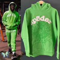 Autumn Winter Sp5der 555555 Hoodie Swestshirt Men Women Six 5 Spider Web Hoody Pants Suit Blue Green