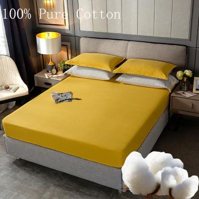 【CW】 Cotton Non Fitted Sheets Color Mattress Protector Cover With Elastic Bedspread Size