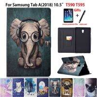 เคส A2 Samsung Galaxy Tab A T597 10.5,T590ปก SM-T595แท็บเล็ตแฟชั่นรูปสัตว์มีขาตั้ง