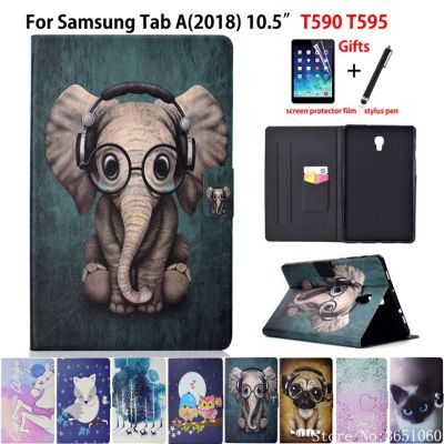 （shine electron）เคส A2 Samsung Galaxy Tab A T597 10.5,T590ปก SM-T595แท็บเล็ตแฟชั่นรูปสัตว์มีขาตั้ง