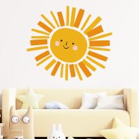 ▨❀﹍ Cartoon Smile Sun Wall Stickers for Kids room Nursery Wall Decor Bedroom Wall Decoration PVC Decals Art Murals Removable Sticker